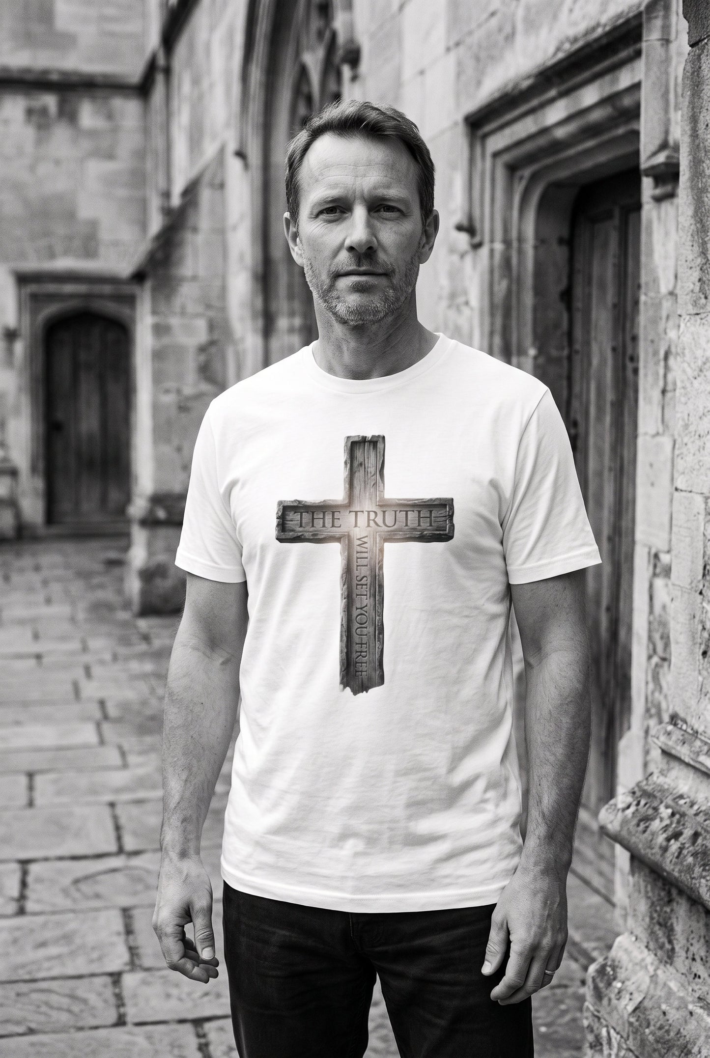 The Truth Will Set You Free – Engraved Cross T-Shirt