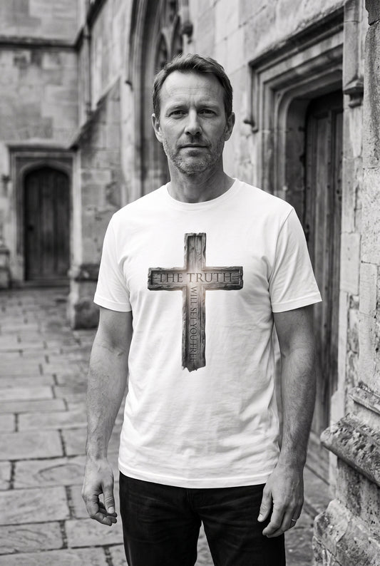 The Truth Will Set You Free – Engraved Cross T-Shirt