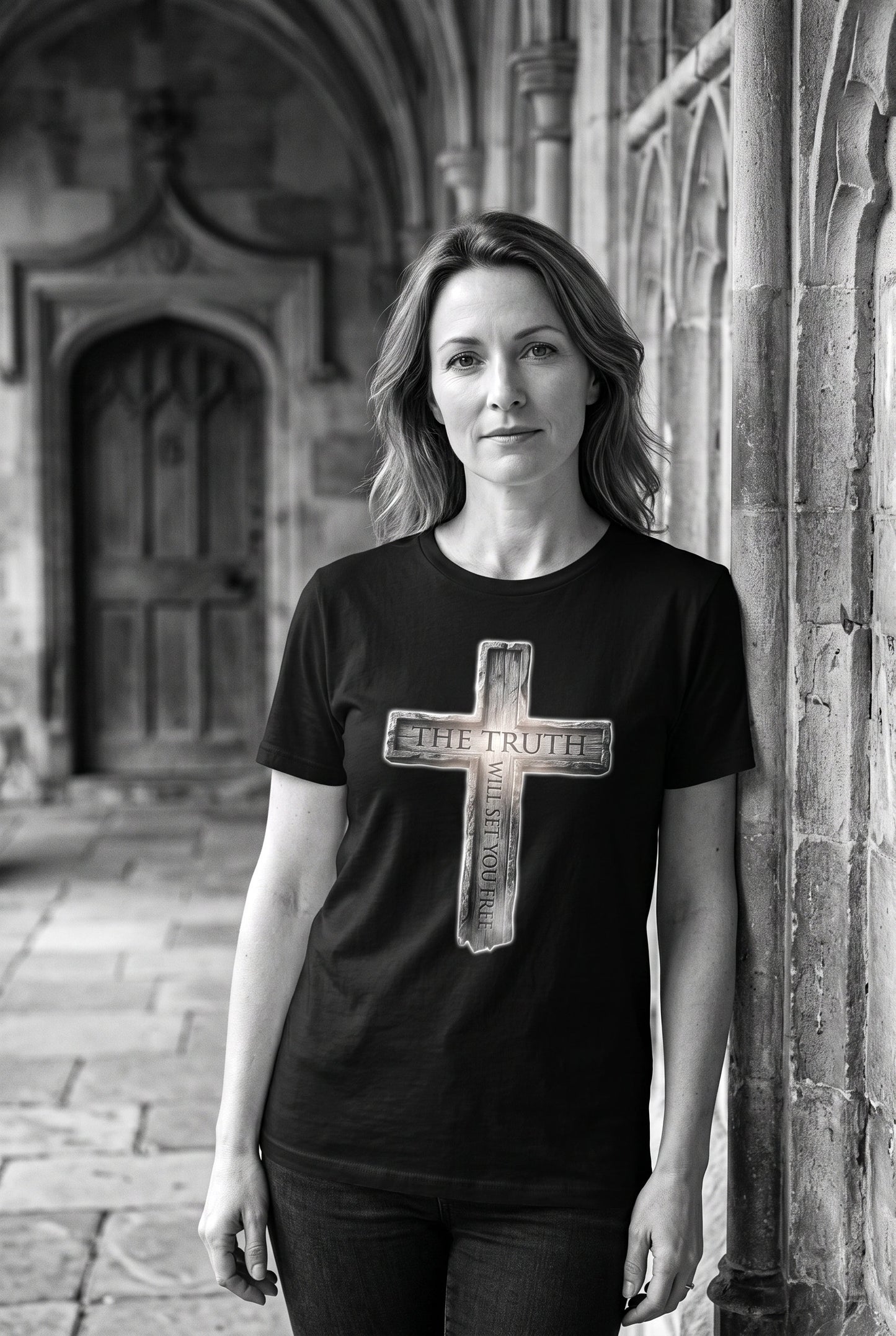 The Truth Will Set You Free – Engraved Cross T-Shirt