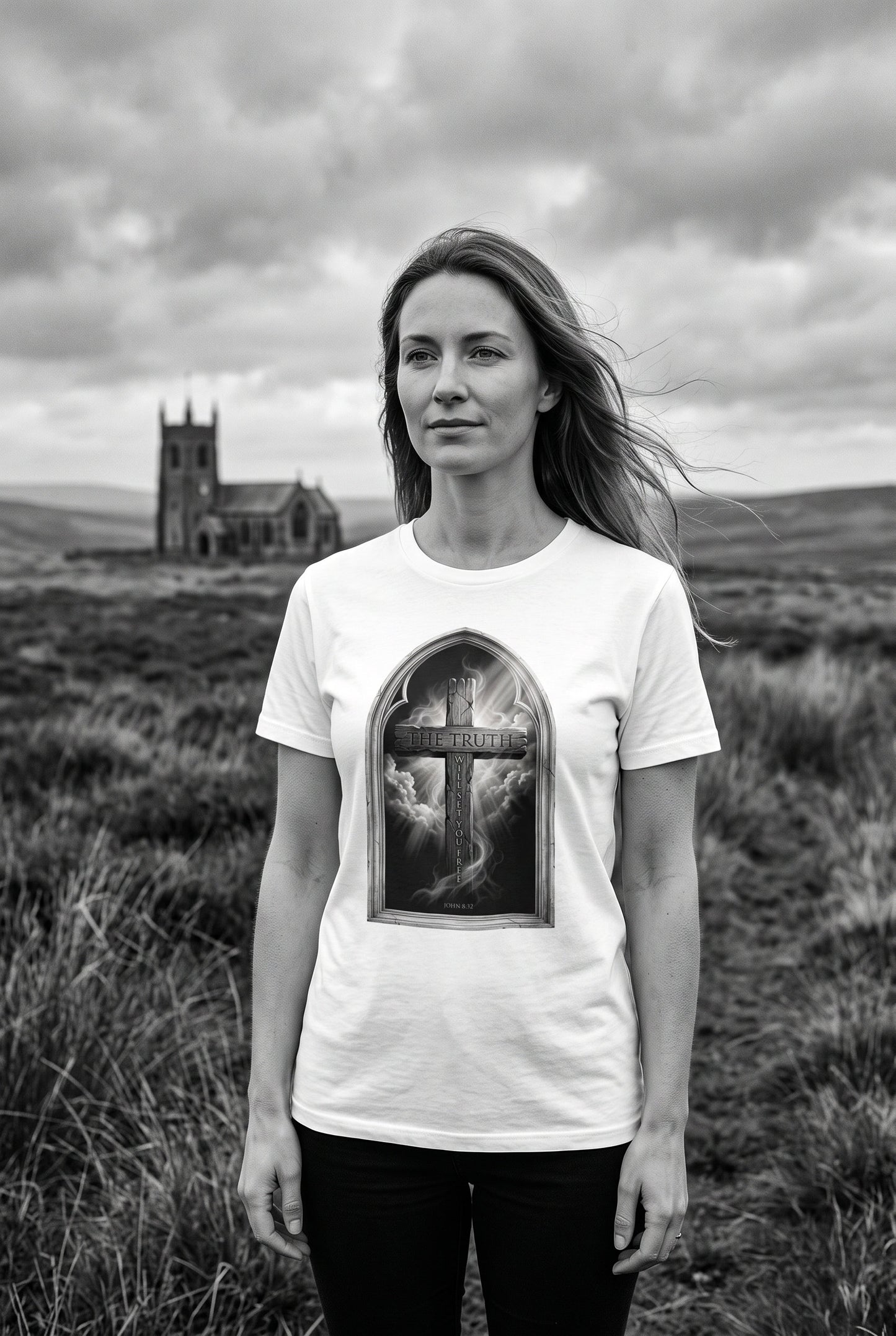 The Truth Will Set You Free – Gothic Window Cross T-Shirt